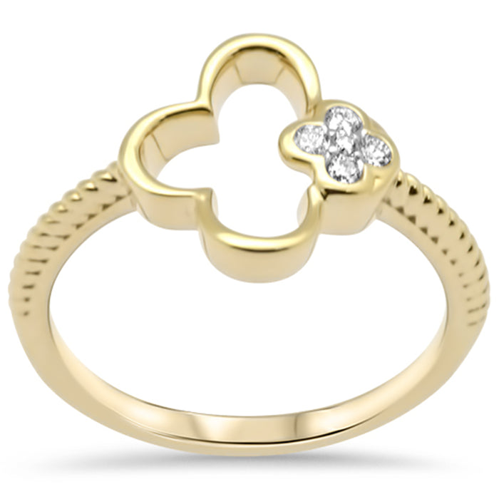 SPECIAL! .07ct G SI 14K Yellow Gold Diamond Flower Band Ring Size 6.5