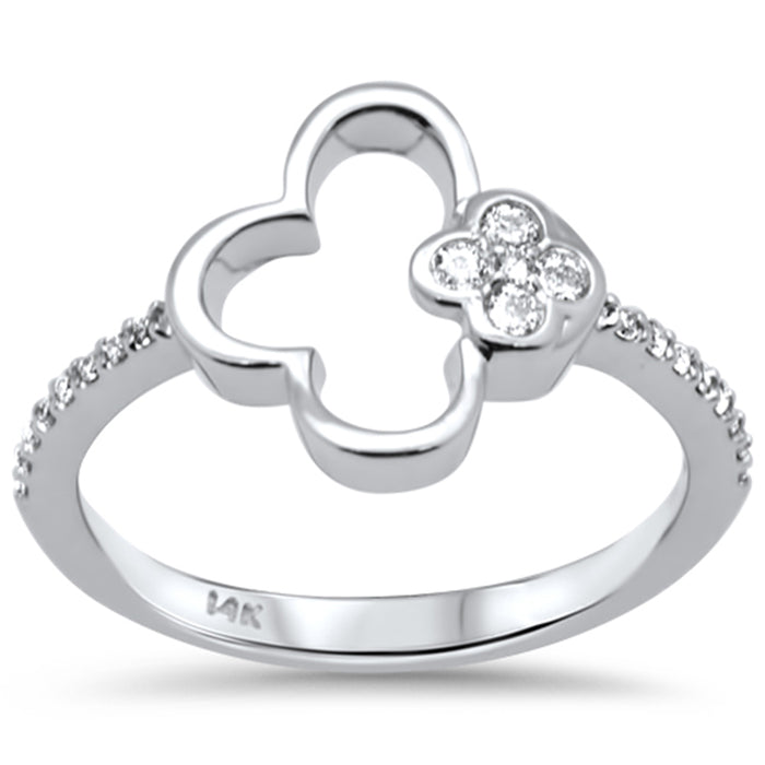 DIAMOND CLOSEOUT! .16ct G SI 14K White Gold Diamond Flower Band Ring Size 6.5