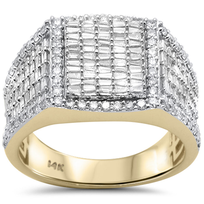 SPECIAL! 1.45ct G SI 14K Yellow Gold Diamond Round & Baguette Men's Band Ring Size 10