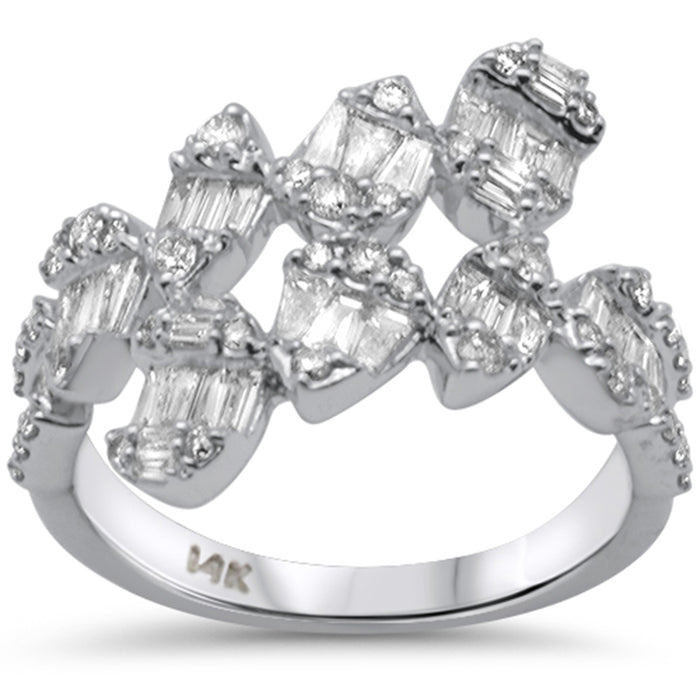SPECIAL! 1.02ct G SI 14K White Gold Diamond Round & Baguette Wrap Around Ring Size 6.5