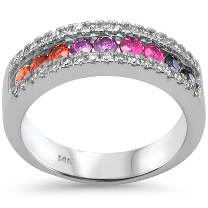 DIAMOND CLOSEOUT! 1.32ct G SI 14K White Gold Diamond Mulit Color Gemstone Ring Size 6.5