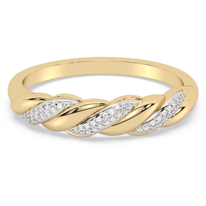 .07ct G SI 14K Yellow Gold Diamond Twisted Band Ring Size 6.5
