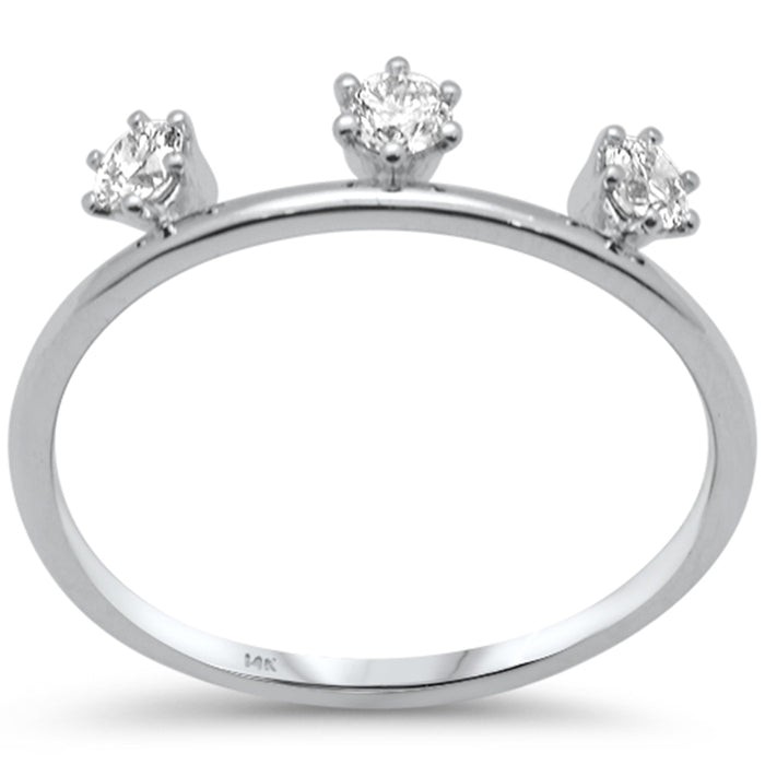 DIAMOND CLOSEOUT! .26ct G SI 14K White Gold Diamond 3 Stone Band Ring Size 6.5
