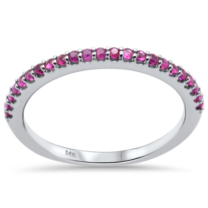 DIAMOND CLOSEOUT! .23ct G SI 14K White Gold Ruby Gemstone Band Ring Size 6.5