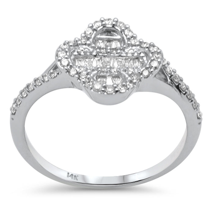 SPECIAL! .34ct G SI 14K White Gold Clover Flower Diamond Ring Size 6.5