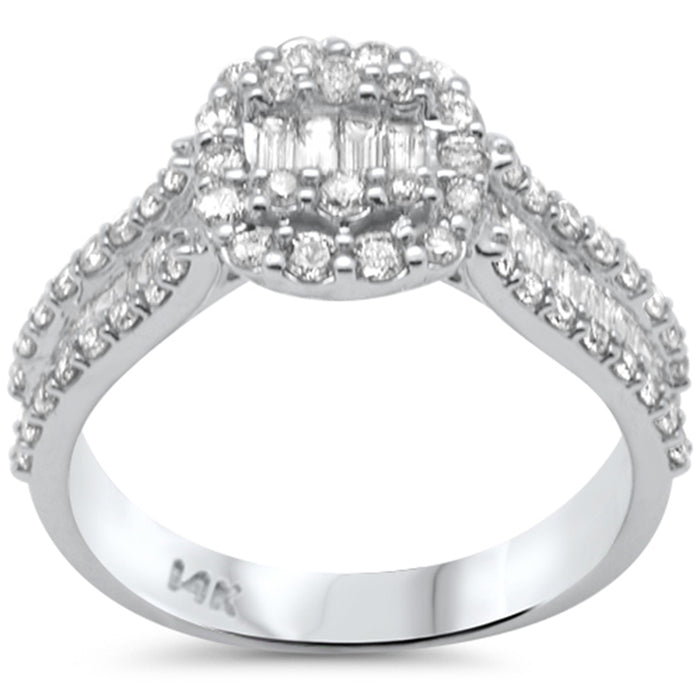 SPECIAL! 1.13ct G SI 14K White Gold Round & Baguette Diamond Engagement Ring Size 6.5
