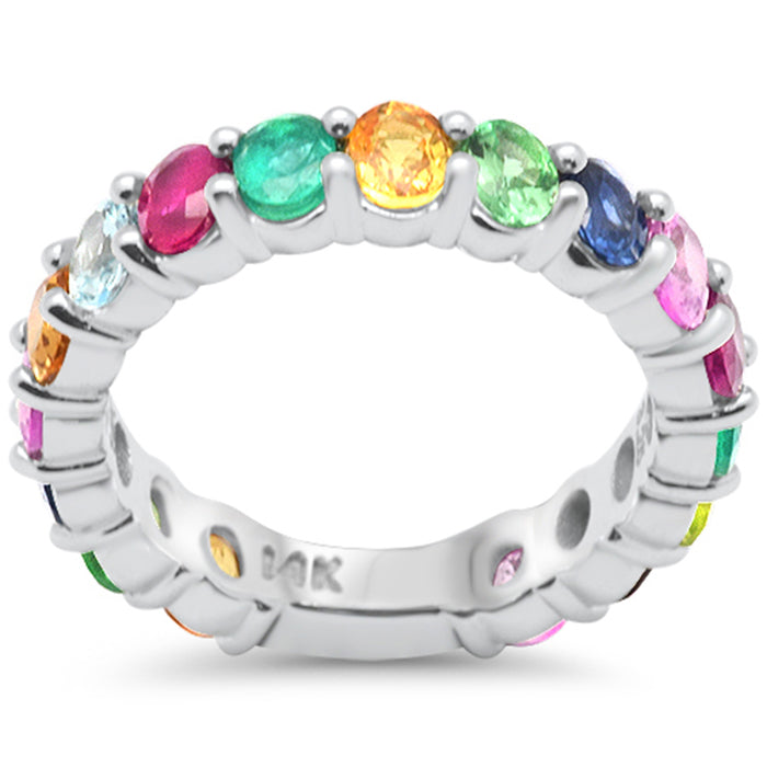 DIAMOND CLOSEOUT! 3.25ct G SI 14K White Gold Diamond Multi Color Ring Size 6.5
