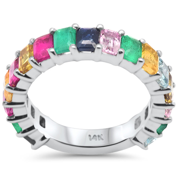 DIAMOND CLOSEOUT! 4.41ct G SI 14K White Gold Diamond Multi Color Eternity Band Ring Size 6.5