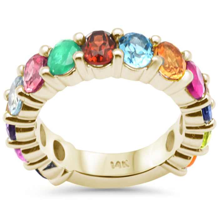 DIAMOND CLOSEOUT! 5.10ct G SI 14K Yellow Gold Multi Color Gemstone Eternity Band Ring Size 6.5