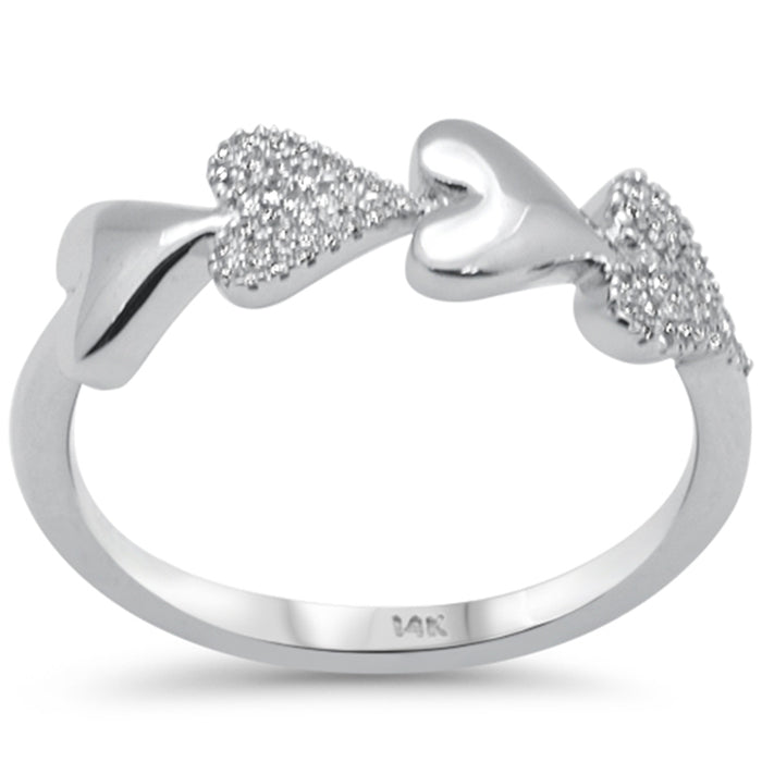 .10ct G SI 14K White Gold Diamond Heart Band Ring Size 6.5