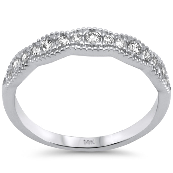 DIAMOND CLOSEOUT! .32ct G SI 14K White Gold Diamond Milgrain Band Ring Size 6.5