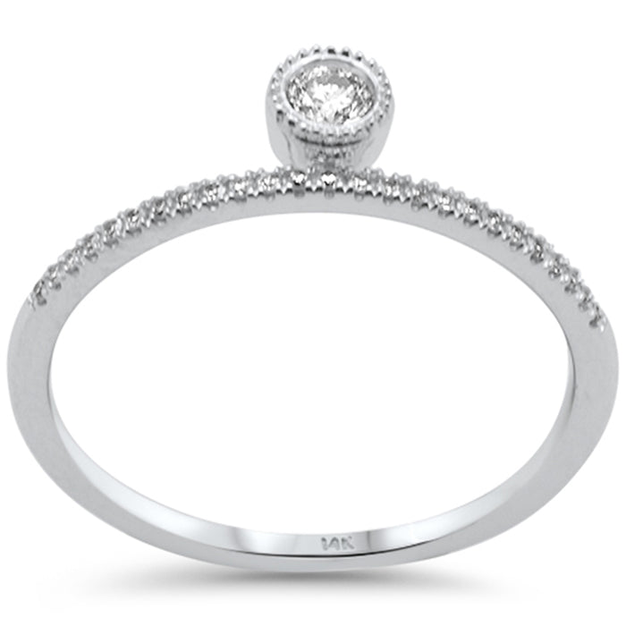 DIAMOND CLOSEOUT! .17ct G SI 14K White Gold Diamond Petite Solitaire Ring Size 6.5