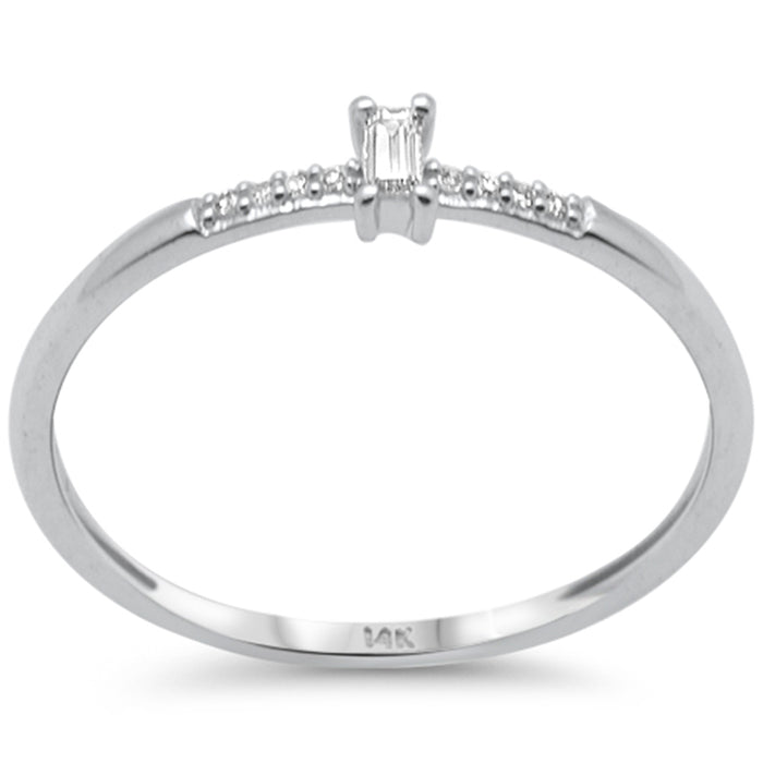 DIAMOND CLOSEOUT! .08ct G SI 14K White Gold Baguette Diamond Petite Solitaire Ring Size 6.5