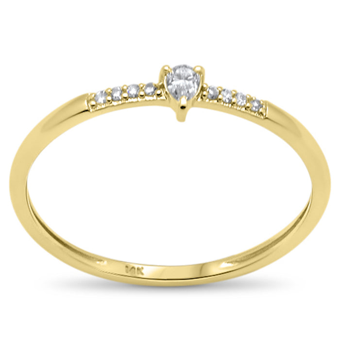 .10ct G SI 14K Yellow Gold Diamond Petite Solitaire Ring Size 6.5