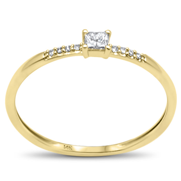 .10ct G SI 14K Yellow Gold Diamond Petite Solitaire Ring Size 6.5