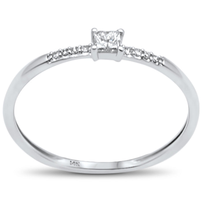 .10ct G SI 14K White Gold Diamond Petite Solitaire Ring Size 6.5