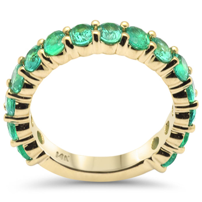 SPECIAL! 2.14ct G SI 14K Yellow Gold Emerald Gemstone Band Ring Size 6.5