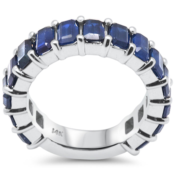 DIAMOND CLOSEOUT! 4.98ct G SI 14K White Gold Blue Sapphire Gemstone Band Ring Size 6.5