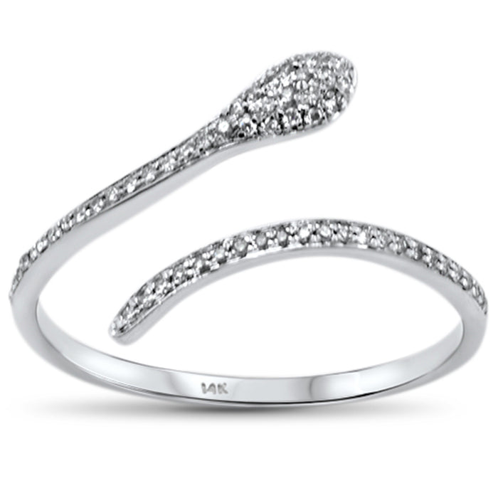 SPECIAL!.15ct 14KT White Gold Snake Serpent Trendy Wrap around Diamond Ring