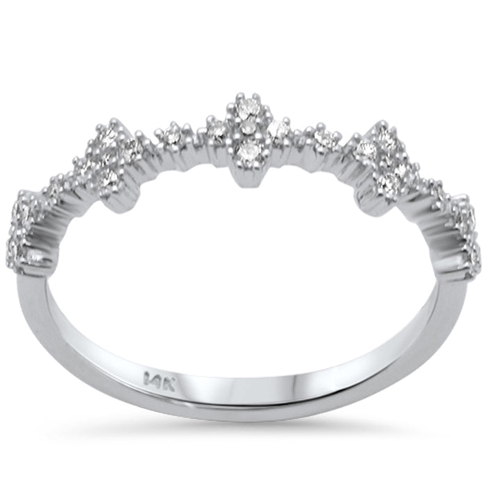 SPECIAL! .25ct G SI 14K White Gold Diamond Clover Flower Style Band Ring Size 6.5
