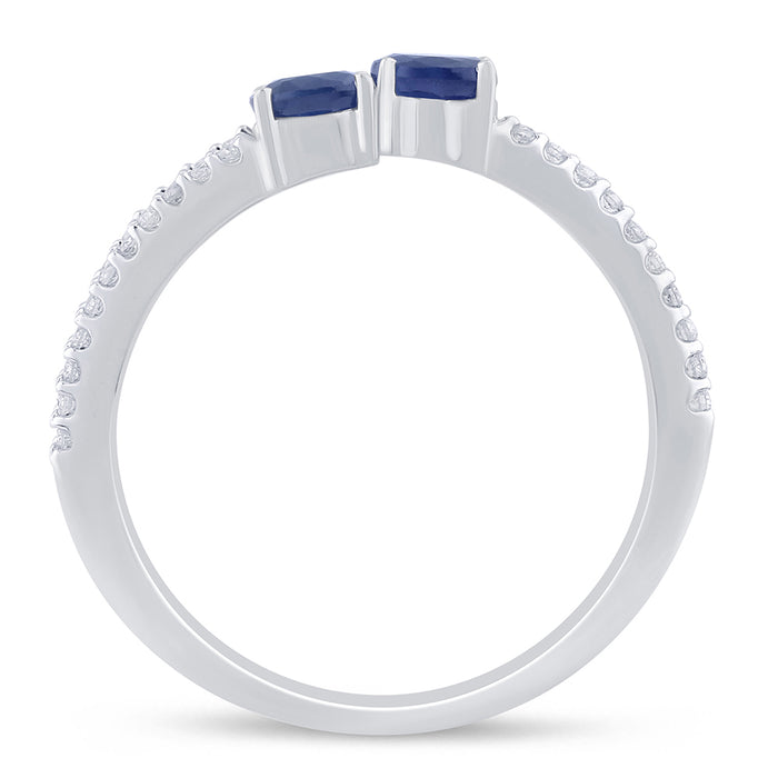 SPECIAL! .69ct G SI 14K White Gold Diamond & Blue Sapphire Gemstones Wrap Around Band Ring Size 6.5