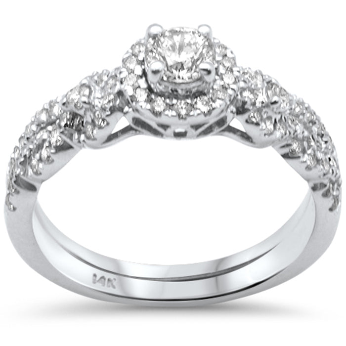 DIAMOND CLOSEOUT! .75ct G SI 14K White Gold Round Diamond Infinity Style Engagement Ring Set Size 6.5