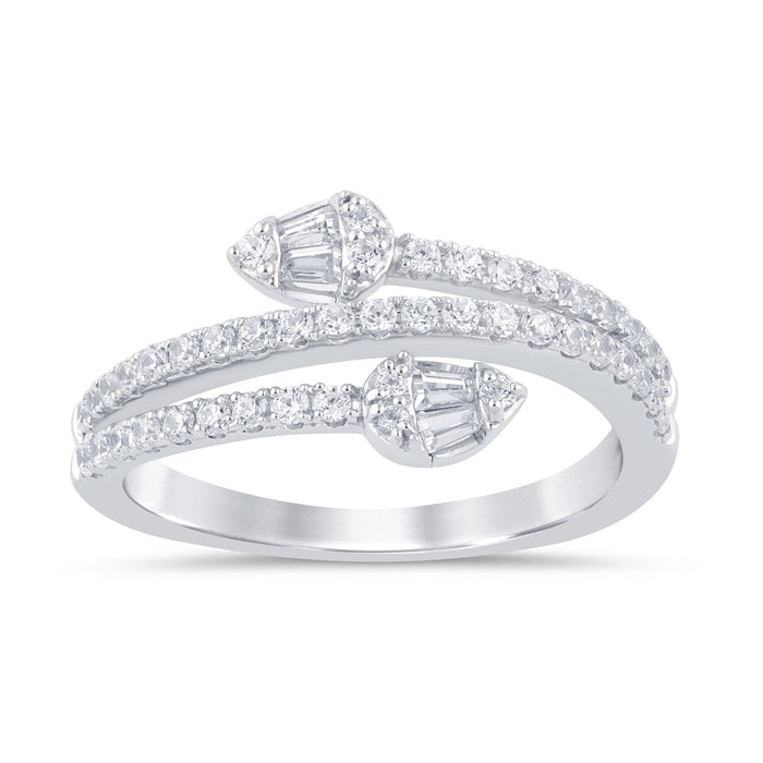 DIAMOND CLOSEOUT! .50ct G SI 14K White Gold Round & Baguette Diamond Wrap Around Band Ring Size 6.5
