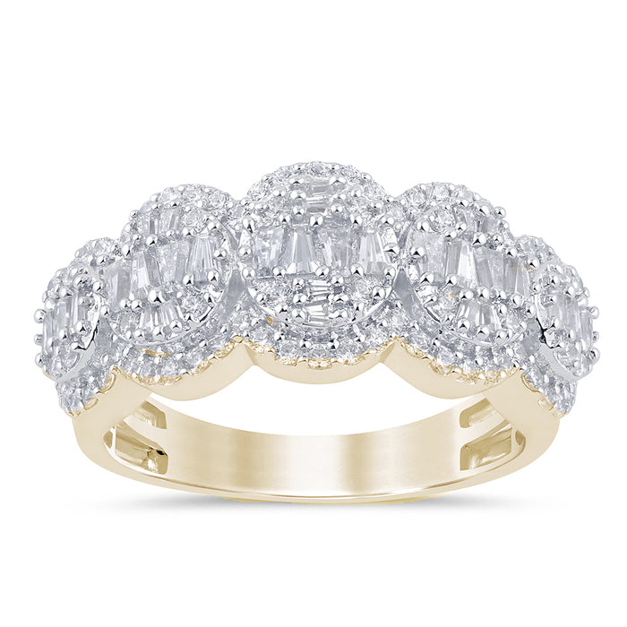 DIAMOND CLOSEOUT! .82ct G SI 14K Yellow Gold Round & Baguette Diamond Band Ring Size 6.5