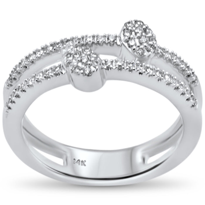 DIAMOND CLOSEOUT! .27ct G SI 14K White Gold Diamond Double Band Style Band Ring Size 6.5