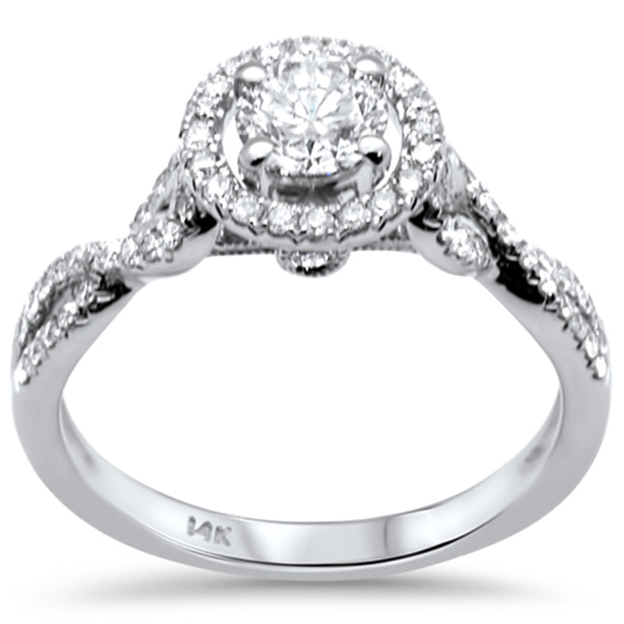 SPECIAL! .90ct G SI 14K White Gold Round Diamond Halo Style Engagement Ring Size 6.5