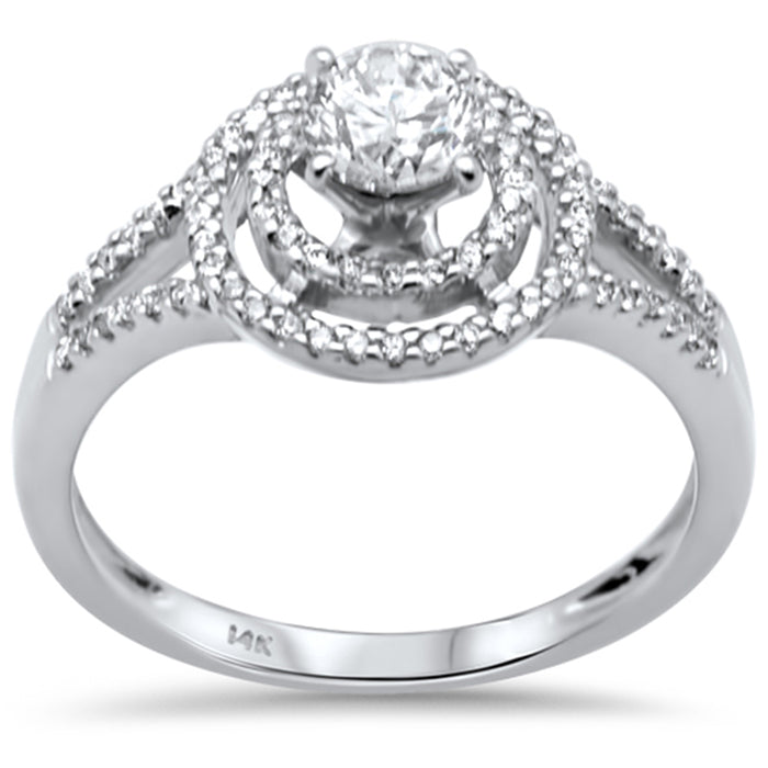 DIAMOND CLOSEOUT! .74ct G SI 14K White Gold Diamond Halo Style Engagement Ring Size 6.5