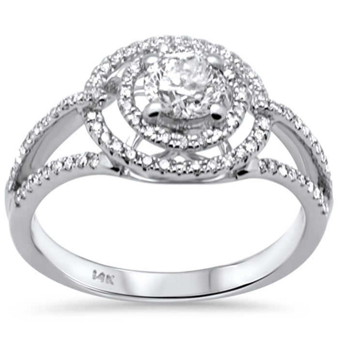 DIAMOND CLOSEOUT! .83ct G SI 14K White Gold Diamond Double Halo Engagement Ring Size 6.5