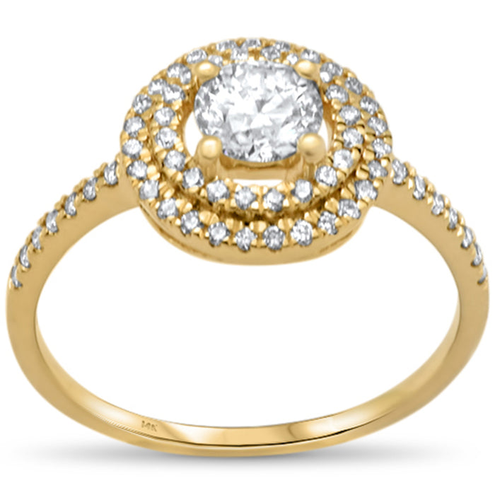 DIAMOND CLOSEOUT! .77ct G SI 14K Yellow Gold Diamond Double Halo Engagement Ring Size 6.5
