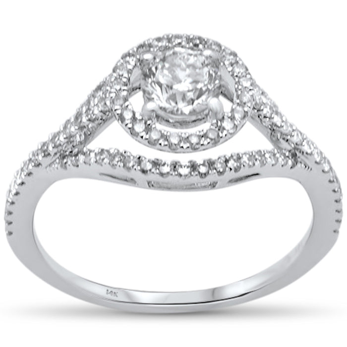 DIAMOND CLOSEOUT! .98ct G SI 14K White Gold Diamond Halo Style Engagement Ring Size 6.5