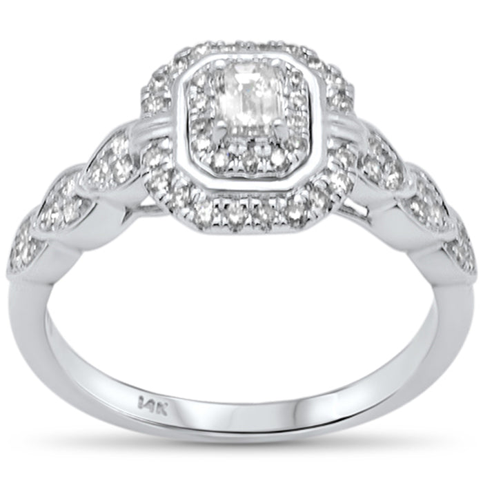 DIAMOND CLOSEOUT! .51ct G SI 14K White Gold Emerald Cut Diamond Engagement Ring Size 6.5