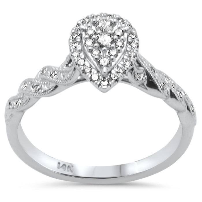 DIAMOND CLOSEOUT! .26ct G SI 14K White Gold Diamond Pear Shape Engagement Ring Size 6.5