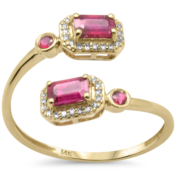 DIAMOND CLOSEOUT! 1.05ct G SI 14K Yellow Gold Diamond & Ruby Gemstones Wrap Around Band Ring Size 6.5