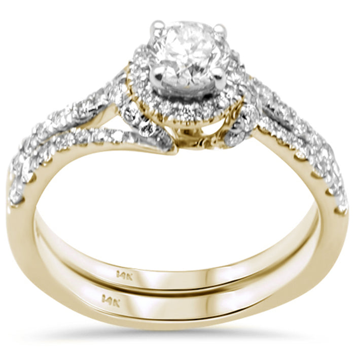 SPECIAL!1.16ct G SI 14K Yellow Gold Diamond Solitaire 2pcs Engagement Ring Bridal Set Size 6.5