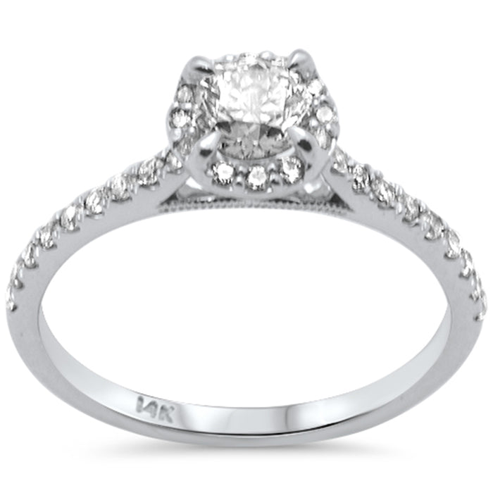 SPECIAL!.72ct G SI 14K Yellow Gold Diamond Halo Solitaire Engagement Ring Size 6.5