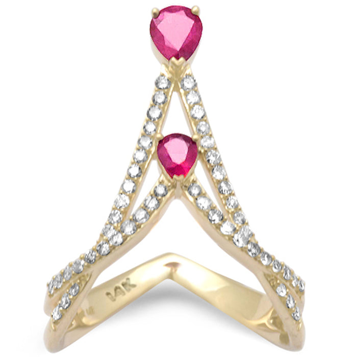 DIAMOND CLOSEOUT! .89ct G SI 14K Yellow Gold Diamond & Ruby Gemstones Band Ring Size 6.5