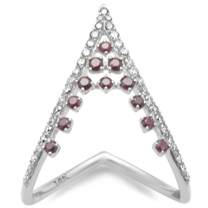 DIAMOND CLOSEOUT! .61ct G SI 14K White Gold Diamond & Ruby Gemstones Band Ring Size 6.5