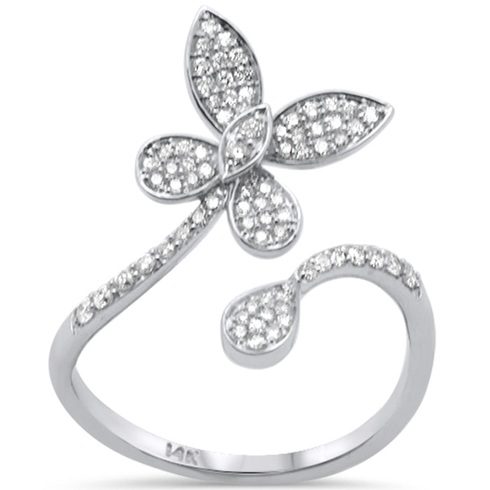 DIAMOND CLOSEOUT! .35ct G SI 14K White Gold Diamond Flower Wrap Around Band Ring Size 6.5
