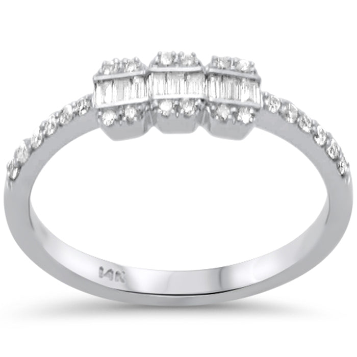 SPECIAL! .27ct G SI 14K White Gold Diamond Round & Baguettte Band Ring Size 6.5
