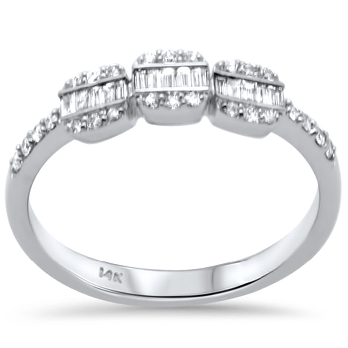 DIAMOND CLOSEOUT! .28ct G SI 14K White Gold Diamond Round & Baguettte Band Ring Size 6.5
