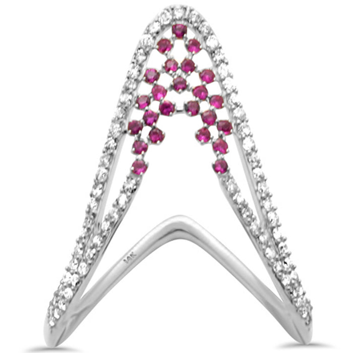 SPECIAL! .51ct G SI 14K White Gold Diamond & Ruby Gemstones Band Ring Size 6.5