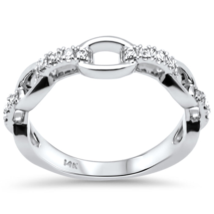 SPECIAL!.20ct G SI 14K White Gold Diamond Link Band Ring Size 6.5