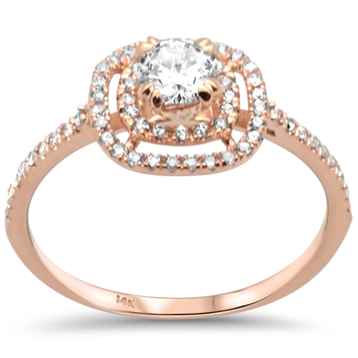 SPECIAL! .57ct G SI 14K Rose Gold Diamond Double Halo Engagement Ring Size 6.5