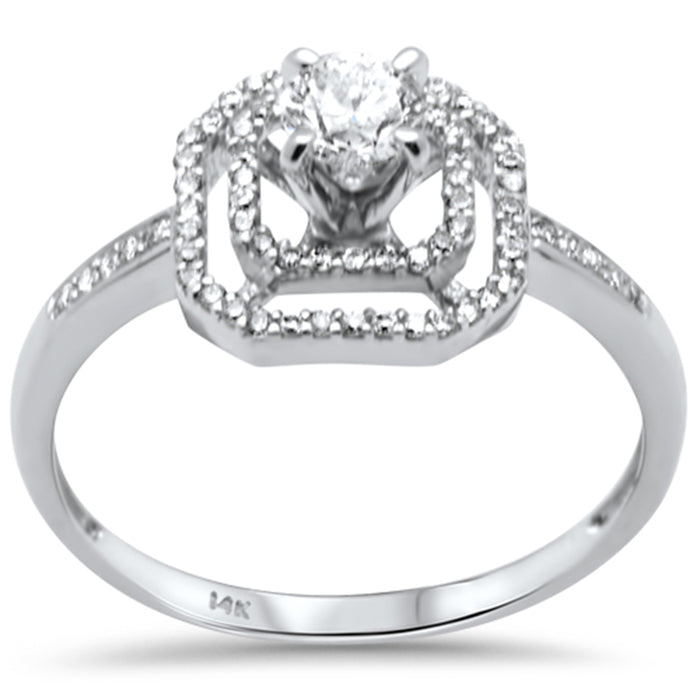 DIAMOND CLOSEOUT! .49ct G SI 14K White Gold Diamond Double Halo Engagement Ring Size 6.5