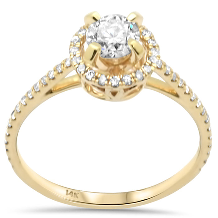 SPECIAL! .61ct G SI 14K Yellow Gold Diamond Halo Engagement Ring Size 6.5
