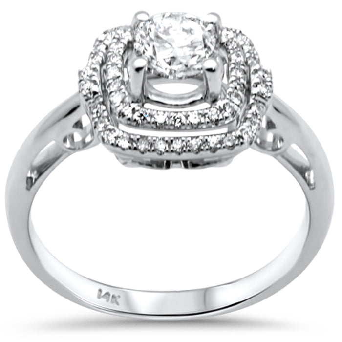 SPECIAL! .77ct G SI 14K White Gold Diamond Double Halo Engagement Ring Size 6.5